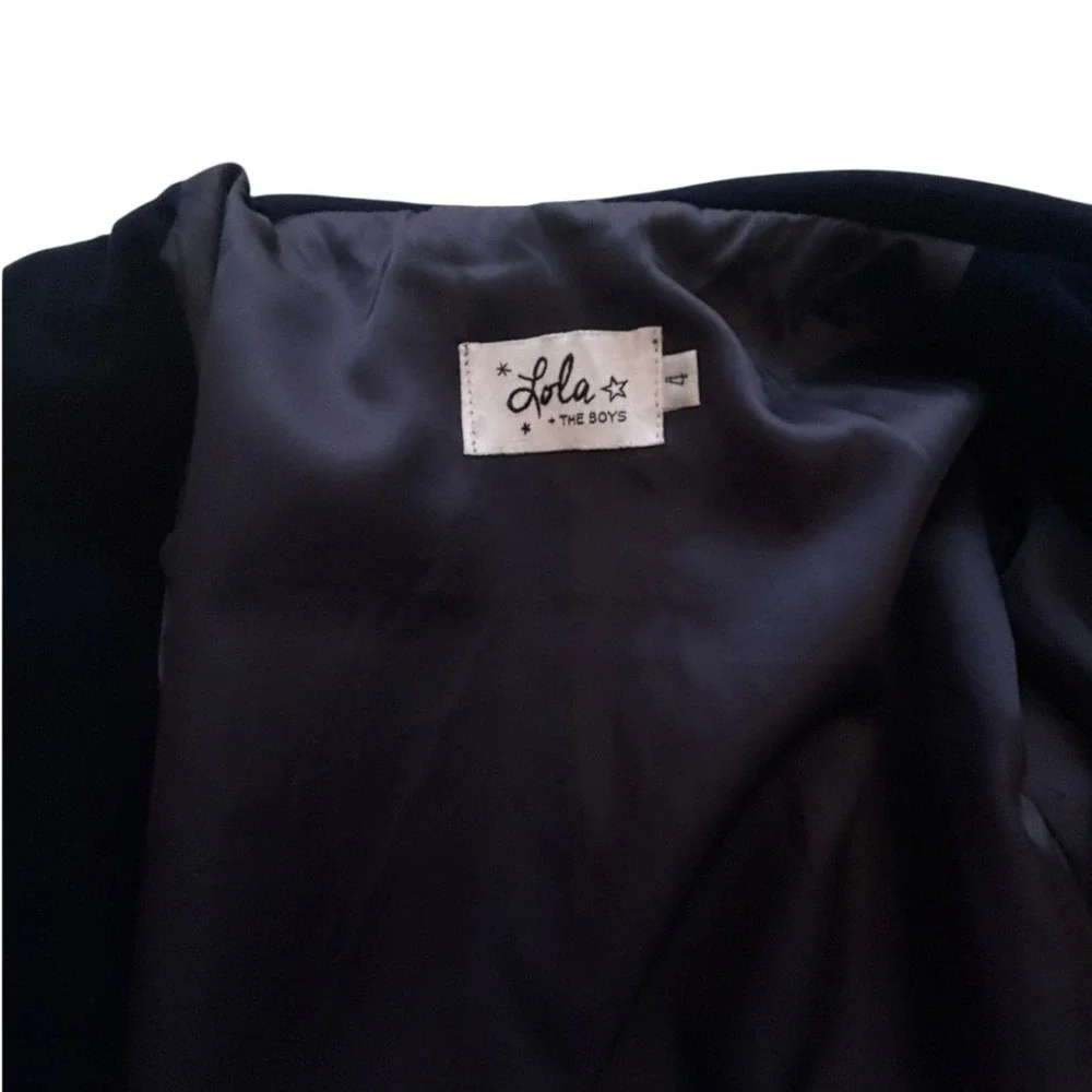 Lola + The Boys Navy Velvet Butterfly Moto Jacket‎ - Kids Size 4